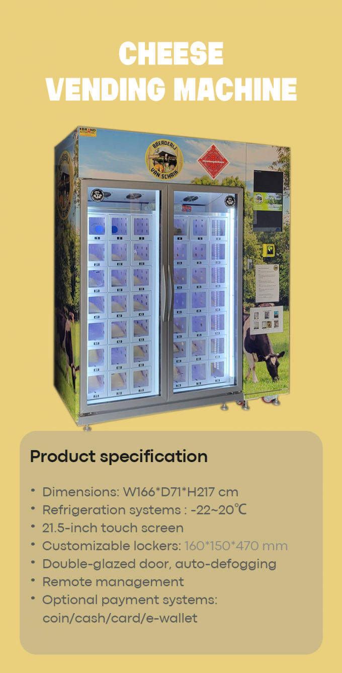 Refrigerated Vending Machines for Dairy Products -22~20℃ Automated Cheese Vending Machine