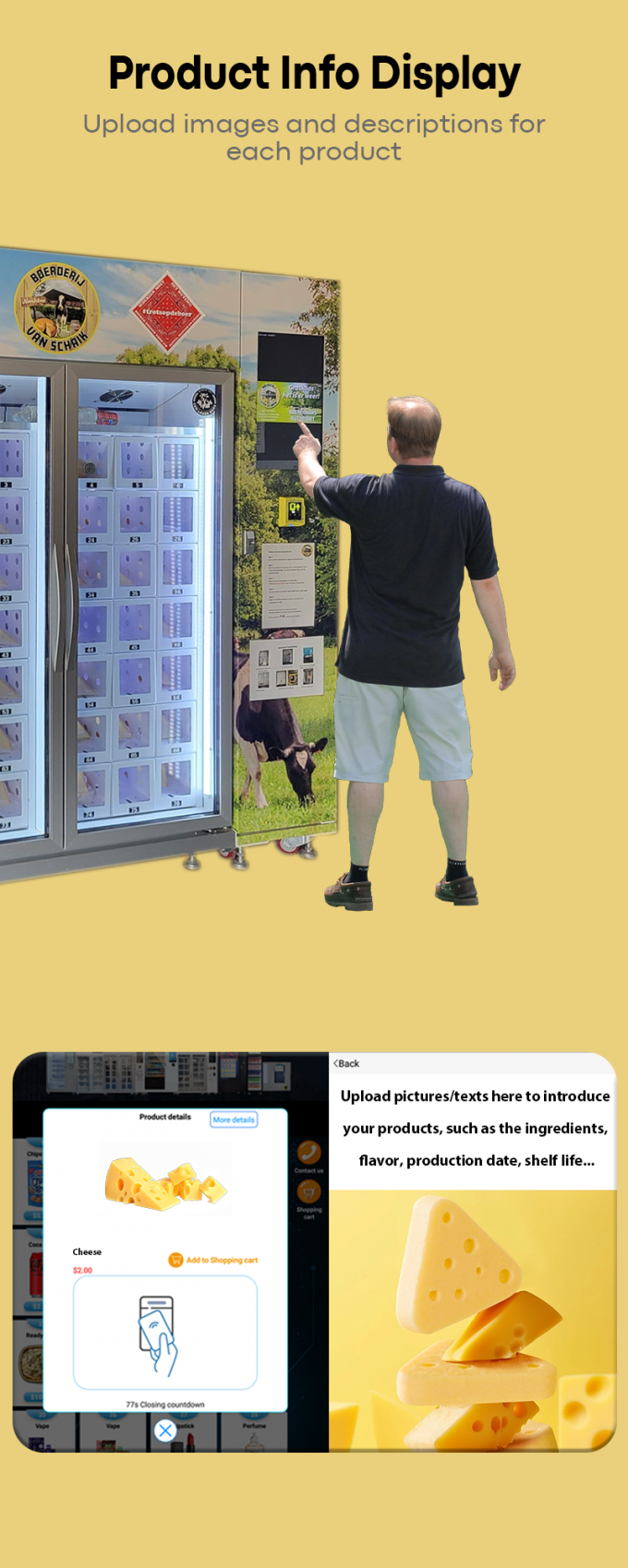 Refrigerated Vending Machines for Dairy Products -22~20℃ Automated Cheese Vending Machine