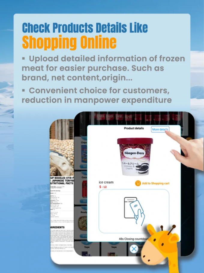 Frozen Treats Ice Cream Vending Machine -22℃ Keep Ice Cream Fresh Popsicle Vending Machine